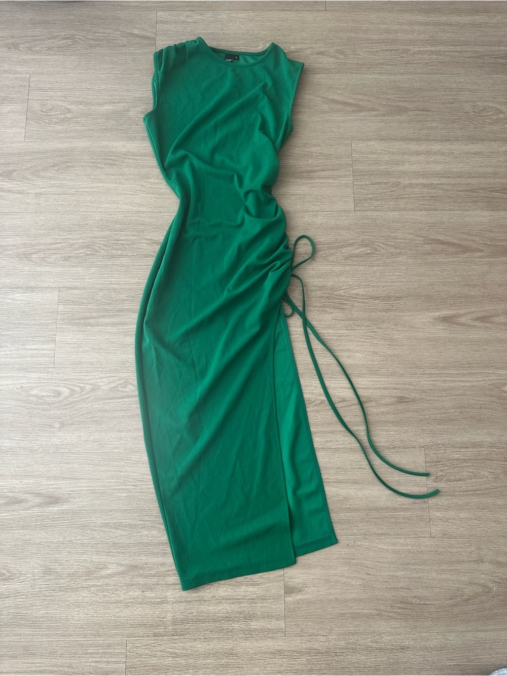 MONSE Emerald Green Asymmetrical Side-Tie Midi Dress